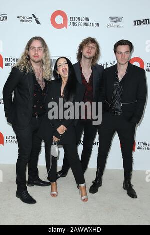 Los Angeles, USA. 09th Feb, 2020. The Struts attend the 28th Annual Elton John AIDS Foundation Academy Awards Viewing Party Celebrating The 92nd Academy Awards held at West Hollywood Park on February 09, 2020 in West Hollywood, California, United States. (Photo by Art Garcia/Sipa USA) Credit: Sipa USA/Alamy Live News Stock Photo