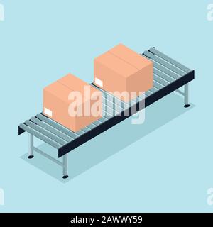 Factory automated conveyor belt production line for industry Stock Vector