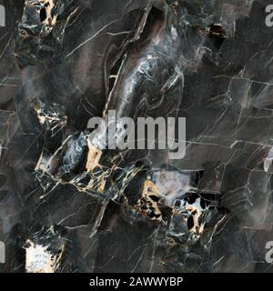 Mulicolored dark natural marble. Seamless square background, tile ready. Stock Photo