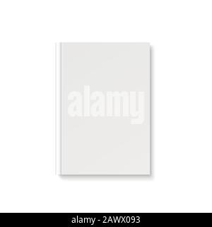 Mock up book with blank white cover. Template closed book, magazine or notebook on white background. Stock Vector