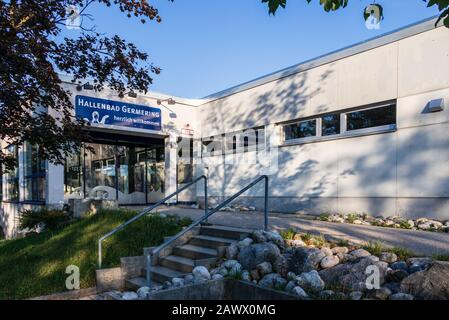 Municipal Germering, District Fürstenfeldbruck, Upper Bavaria, Germany: Building of Hallenbad Germering Stock Photo