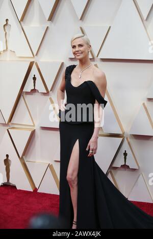 Los Angeles, USA. 9th Feb, 2020. Charlize Theron arrives for the red carpet of the 92nd Academy Awards at the Dolby Theatre in Los Angeles, the United States, Feb. 9, 2020. Credit: Li Ying/Xinhua/Alamy Live News Stock Photo