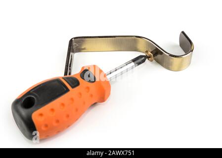 Short phillips screwdriver on a white Stock Photo