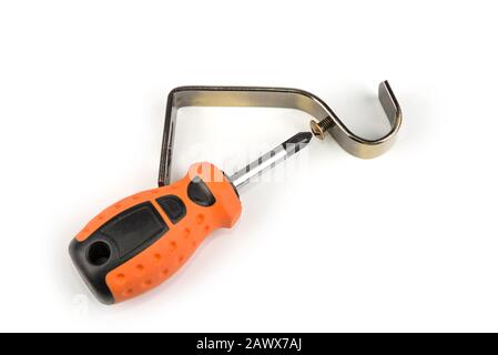 Short phillips screwdriver on a white Stock Photo