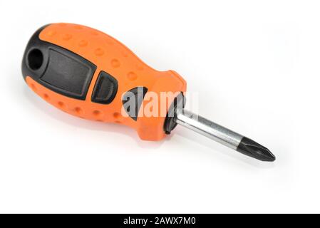 Short phillips screwdriver on a white Stock Photo