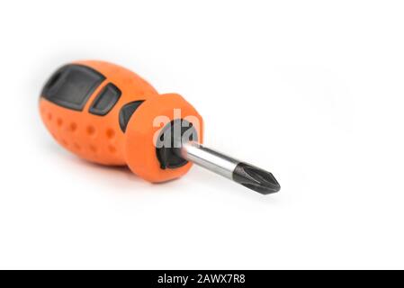 Short phillips screwdriver on a white Stock Photo