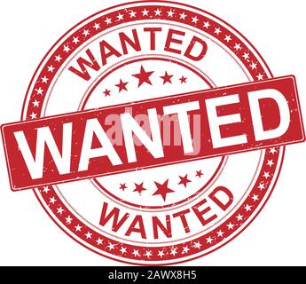 Red vector grunge style rubber stamp WANTED Stock Vector