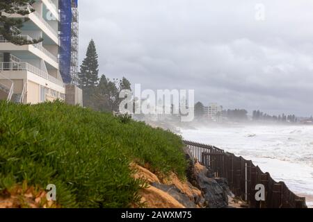 Collaroy beach on sydney northern beaches, king tide during the severe weather storms in february 2020 cause beach erosion and threaten waterfront Stock Photo