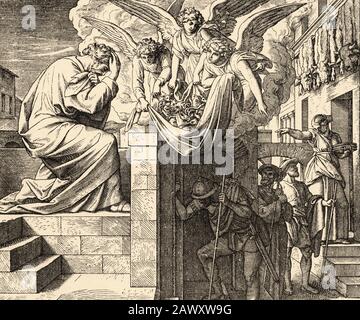 The baptism of the pagan. The apostle Peter has a vision about the baptism of the Gentiles. Acts of the Apostles book, New Testament Sacred biblical Stock Photo