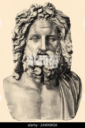 Zeus Ruling Old Timey Graphics Zeus Greek God Head Portrait Cartoon Retro Drawing Stock Photo - Alamy