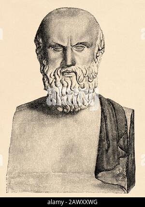Aeschylus, Aischýlos o Eleusis (525-526 BC-Gela, ca. 456-455 BC) was a Greek playwright. Predecessor of Sophocles and Euripides, is considered the fir Stock Photo