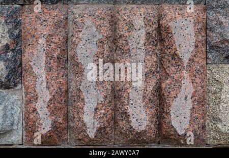 Close-up rectangular granite blocks of red colors Stock Photo