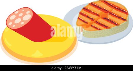 Grilled food icon, isometric style Stock Vector