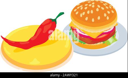Tasty fastfood icon, isometric style Stock Vector