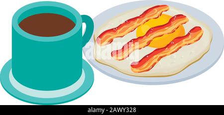 Traditional breakfast icon, isometric style Stock Vector