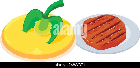 Barbecue time icon, isometric style Stock Vector