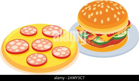 Fastfood meal icon, isometric style Stock Vector