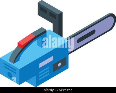 Plastic chainsaw icon, isometric style Stock Vector