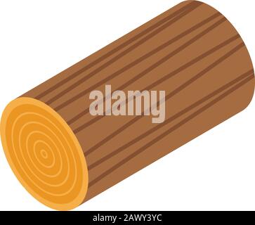 Wood trunk icon, isometric style Stock Vector