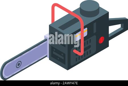 Petrol chainsaw icon, isometric style Stock Vector