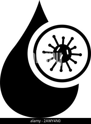 Water drop and virus flat icon, polluted water vector illustration Stock Vector