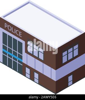Police building icon, isometric style Stock Vector