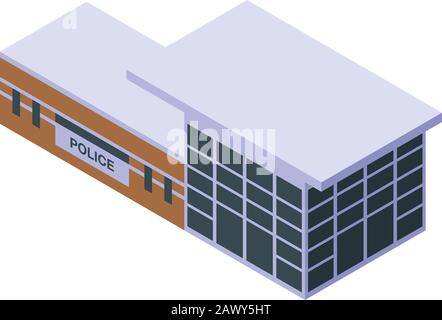 Police station icon, isometric style Stock Vector