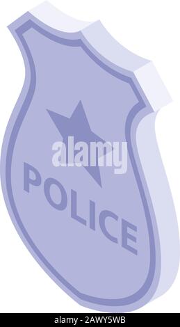 Police badge icon, isometric style Stock Vector