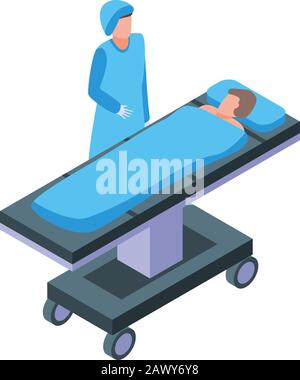 Hospital bed anesthesia icon, isometric style Stock Vector