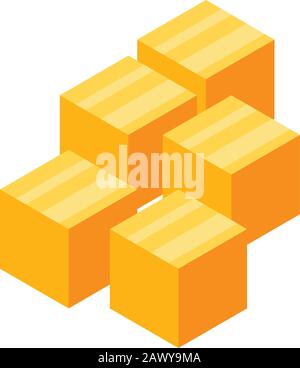 Cutted mango cubes icon, isometric style Stock Vector