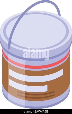 Glue bucket icon, isometric style Stock Vector