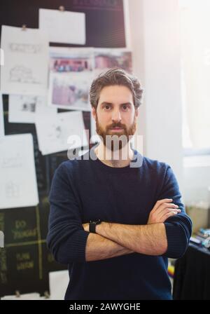Portrait confident, determined male architect in office Stock Photo
