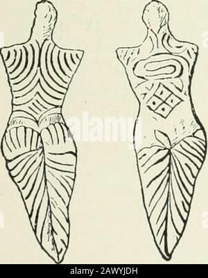 An introduction to the study of prehistoric art . Fig. 178.—Premycenean stone fiu;ures fromthe ^gean. (i) Amorgos. (2) Kimolos.(3) Oliaros..
