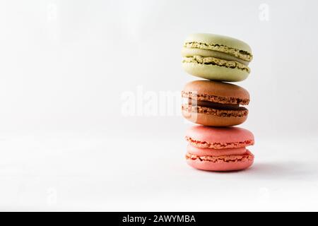 Delicious macarons - French pastry - space for text Stock Photo