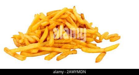 Group of crispy golden French fries isolated on a white background Stock Photo