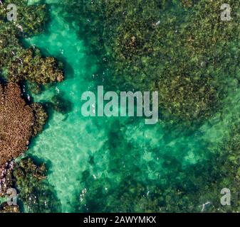 Drone image of the coastal area of St Martin Stock Photo