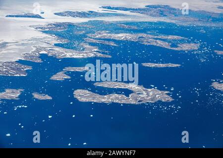 Aerial view melting polar ice cap Greenland Stock Photo