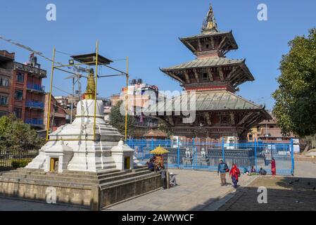 Patan, Nepal - 24 January 2020: Temple at Patan near Kathmandu on Nepal