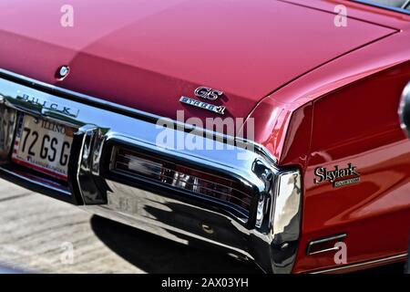 DOWNERS GROVE, UNITED STATES - Jun 07, 2019: An old red Skylark car in Downers Grove, United States Stock Photo