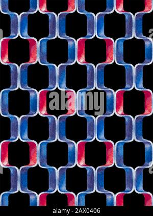 Vector black and blue watercolor abstract seamless pattern Stock Vector