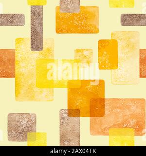 Vector warm colors watercolor geometric abstract seamless pattern Stock Vector