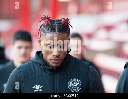 London, UK. 08th Feb, 2020. Brentford's Julian Jeanvier before the Sky Bet Championship match between Brentford and Middlesbrough at Griffin Park, London, England on 8 February 2020. Photo by Andrew Aleksiejczuk/PRiME Media Images. Credit: PRiME Media Images/Alamy Live News Stock Photo