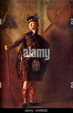 'Colonel Alastair MacDonell of Glengarry', 1812, (1924). Alastair Ranaldson Macdonell of Glengarry (1771-1828) clan chief of Clan MacDonell of Glengarry's  attachment to costumes of Gaelic culture did not stop him evicting his tenants to clear his lands for sheep farming. Oil on canvas. From &quot;Henry Raeburn - Cassell's Gems of Art&quot;, by T.C.F. Brotchie. [Cassell &amp; Company, Limited, London, 1924] Stock Photo