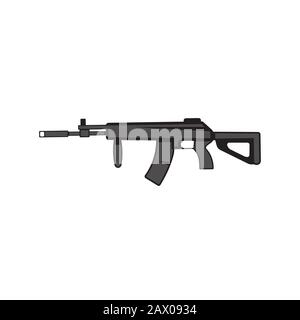 AK Kalashnikov assault rifle on a white isolated background. Vector image Stock Vector