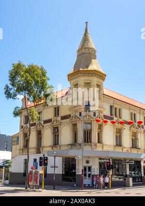 Britannia Backpacker hostel accommodation and restaurants on William Street Northbridge Perth WA Australia. Stock Photo