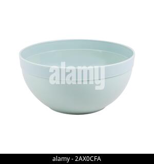 Front view blue plastic bowl isolated on white background Stock Photo