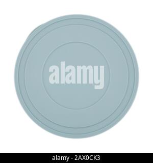 Blue plastic bowl with lid top view isolated on a white background Stock Photo