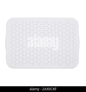 Brown artificial rattan wicker basket with lid top view isolated on a white background Stock Photo