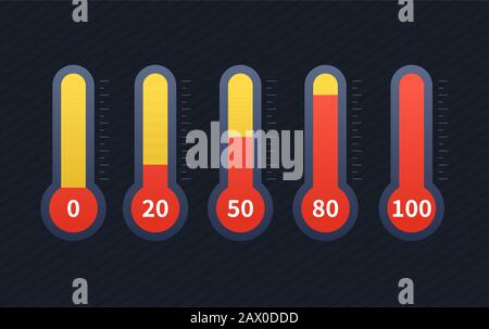 Thermometers collection - set of flat design style objects Stock Vector