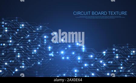 Technology abstract circuit board texture background. High-tech futuristic circuit board banner wallpaper. Digital data. Engineering electronic mother Stock Vector